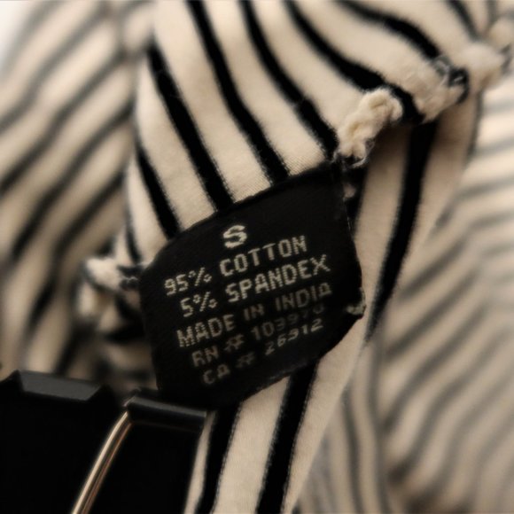 Obey Stripped White Black Stretchy Tunic Size 6 - Picture 8 of 8